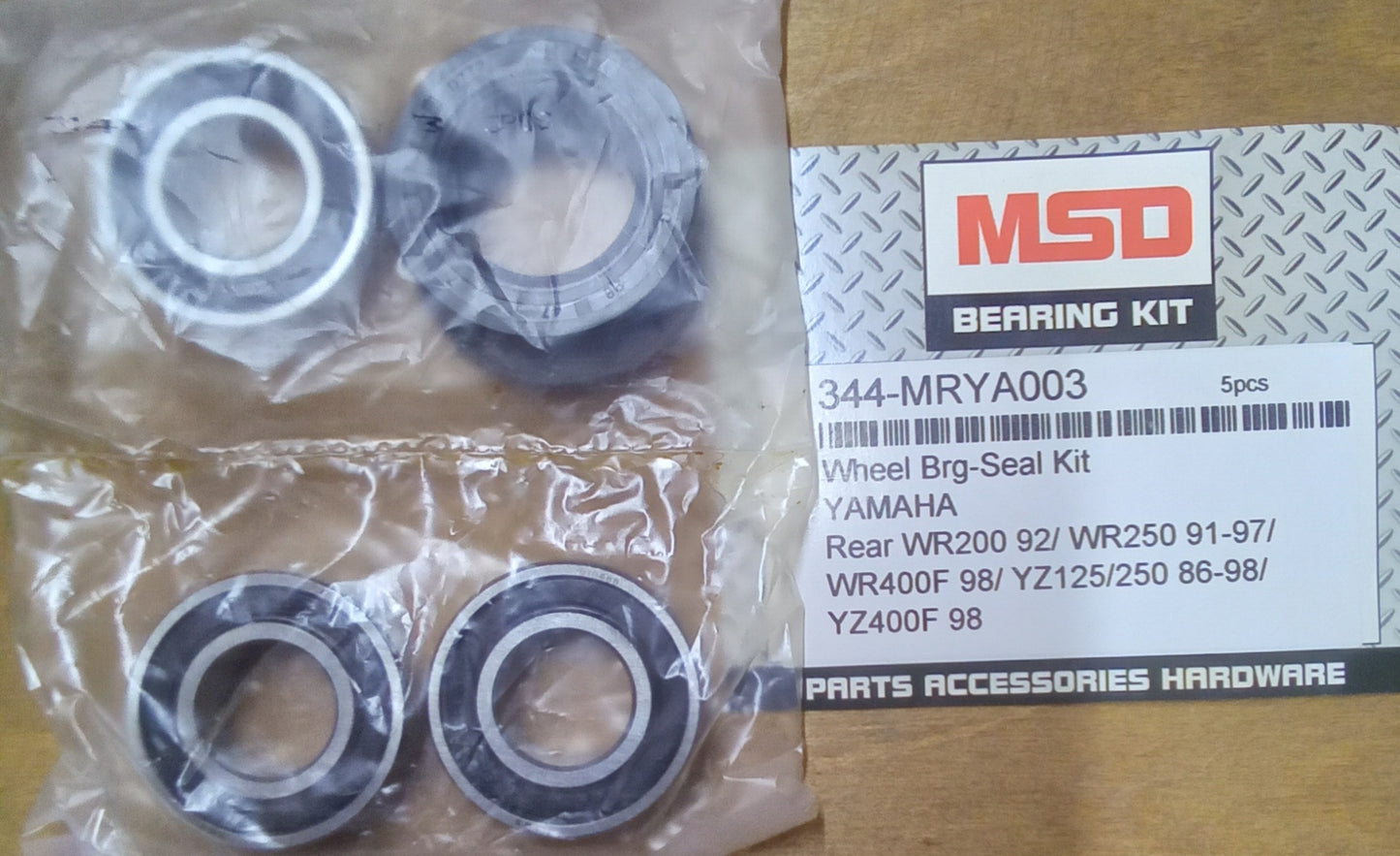 Yamaha WR200 WR250 WR400F YZ125 YZ250 YZ400F Rear Wheel Bearing and Seal Kit