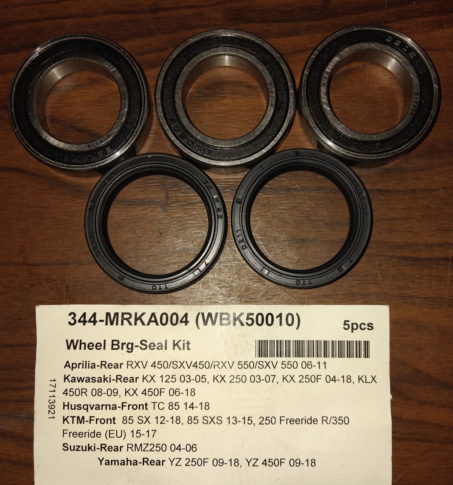 Aprilia RXV450 SXV450 Kawasaki KX125 KX250 Husqvarna TC85 KTM 85 SX 85 SXS Suzuki RMZ250 Yamaha YZ250F YZ450F Wheel Bearing and Seal Kit