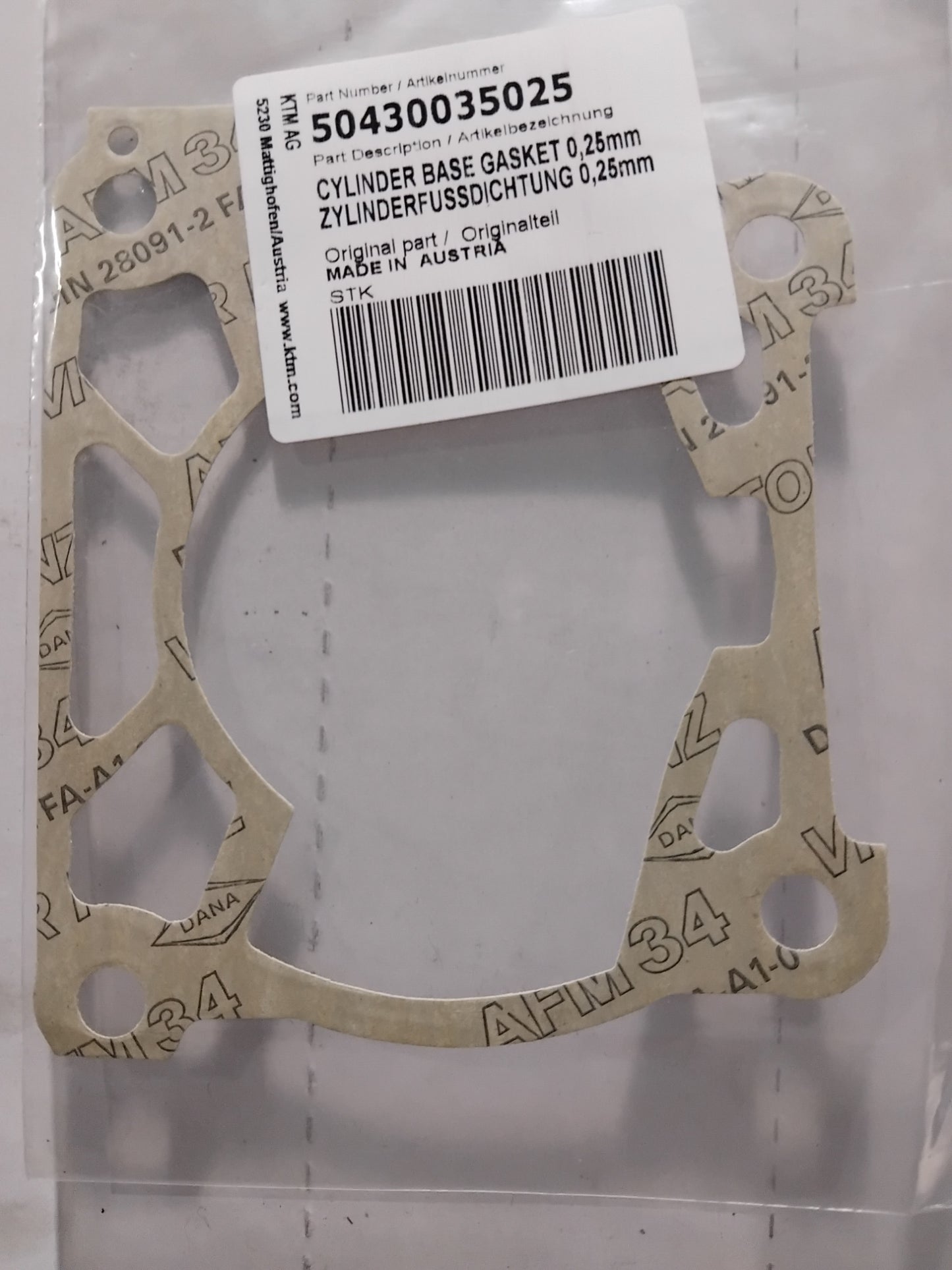 KTM 125XC-W 125SX 150XC-W 150SX Cylinder Base Gasket