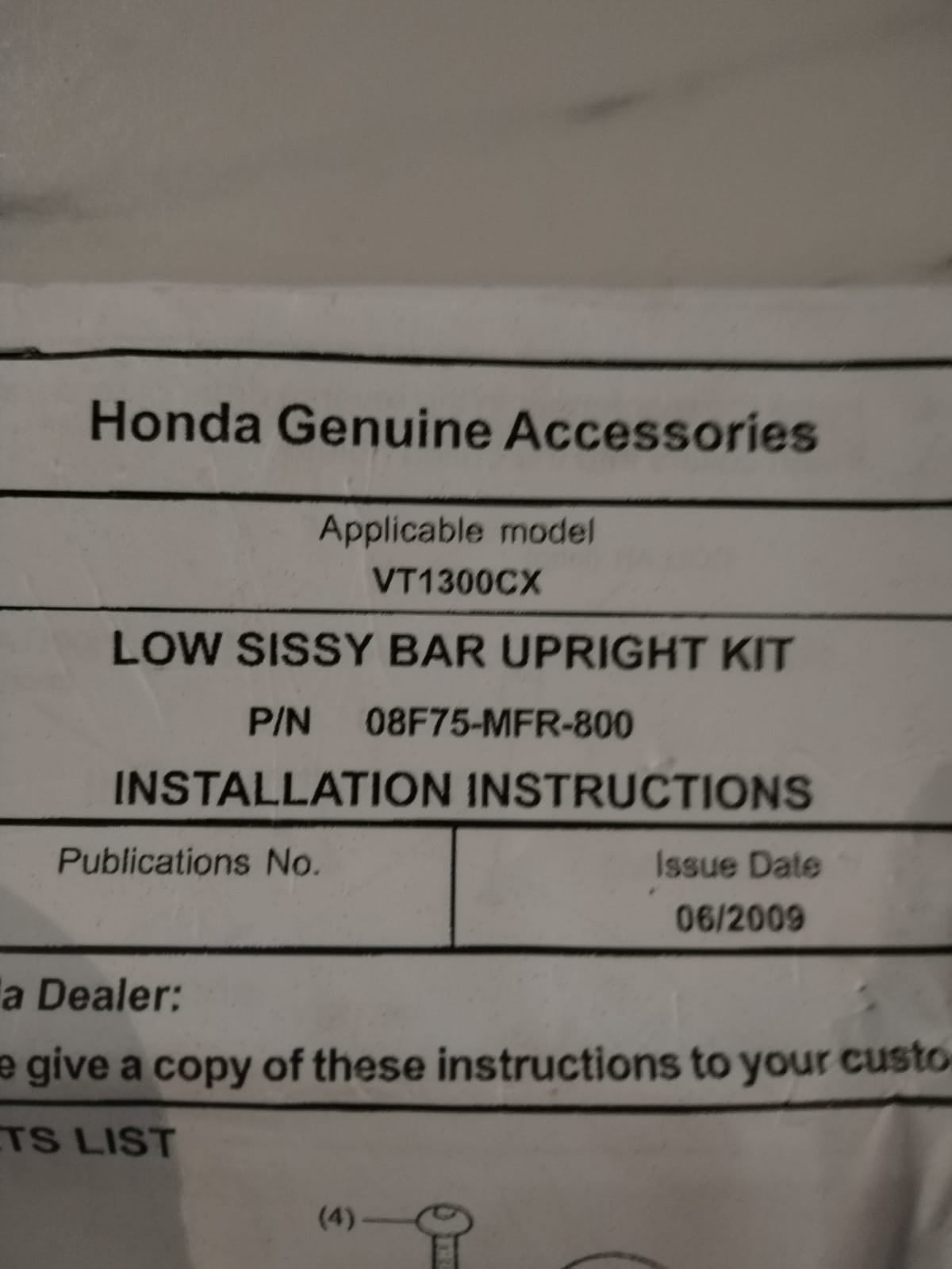 Honda VT1300CX VT1300 Sissy Bar / Backrest
