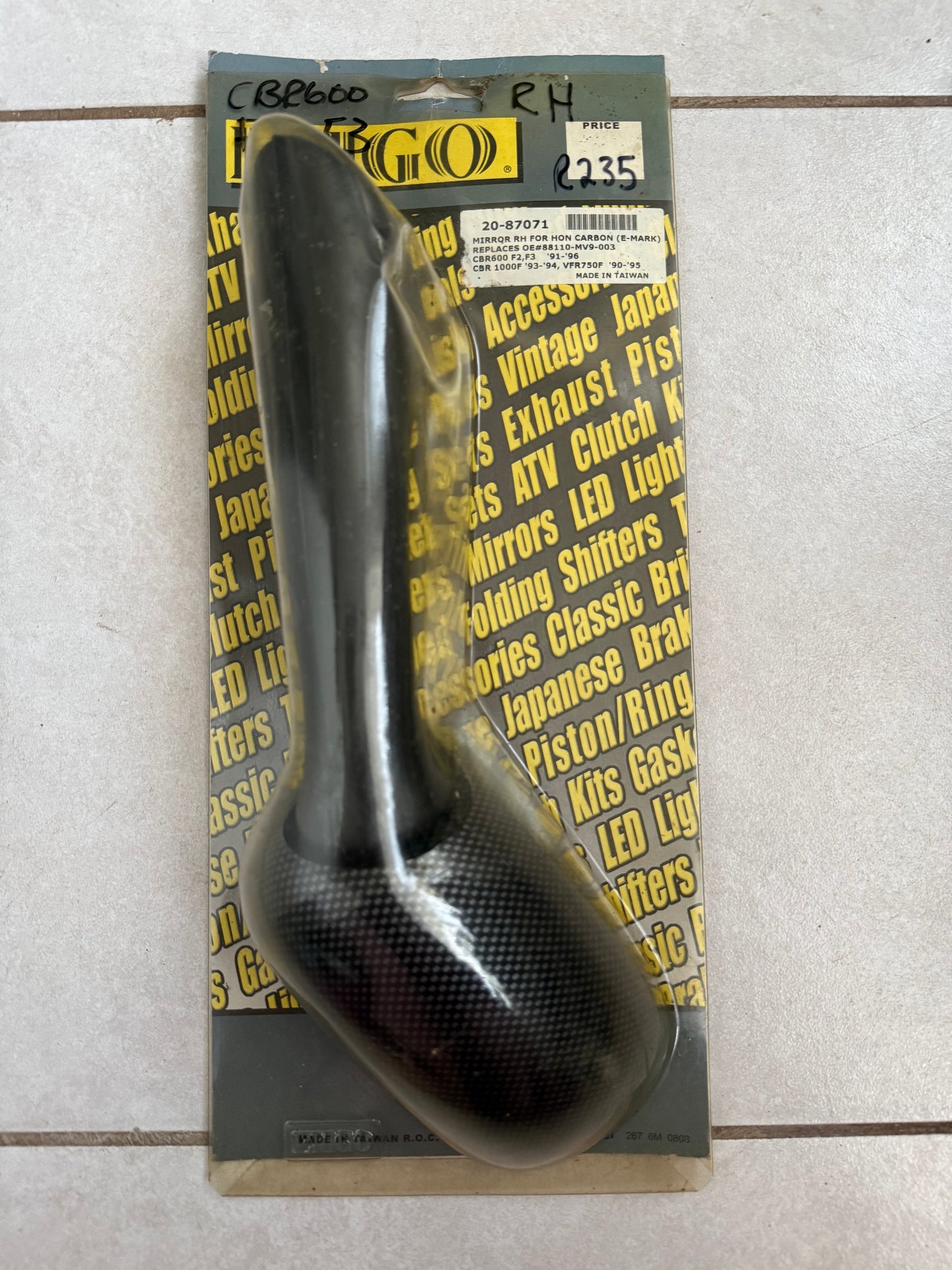 Honda CBR600 F2 F3 CBR1000F VFR750F VFR800F Carbon Right Side Mirror