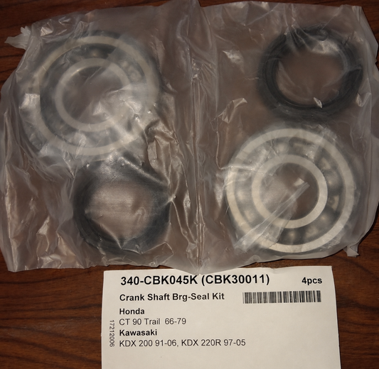 I-Honda CT90 Kawasaki KDX200 KDX220R Crank Shaft Bearing and Seal Kit