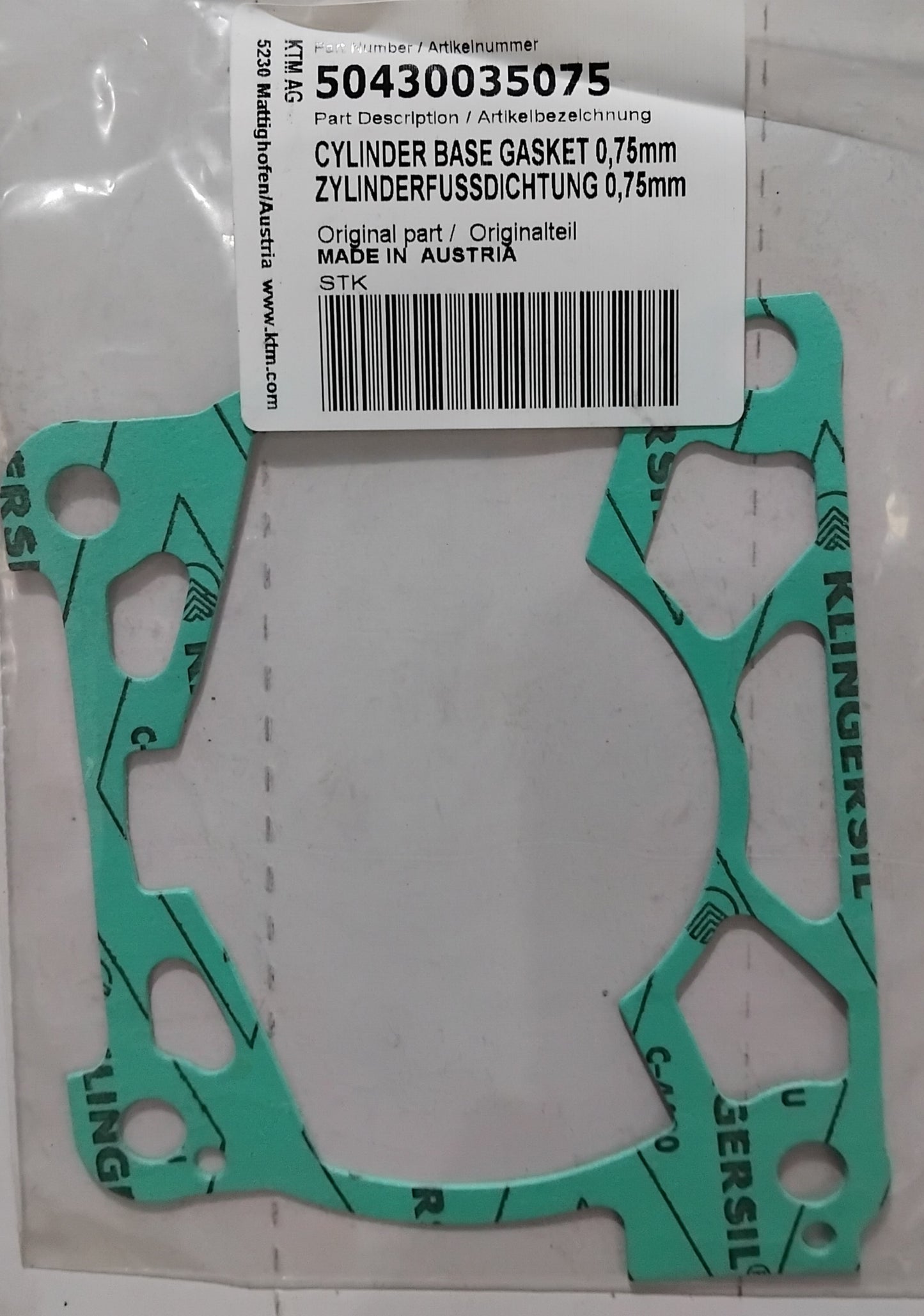 KTM 125SX 150SX XC-W EXC Husqvarna TC125 TE150 GasGas MC125 Cylinder Base Gasket